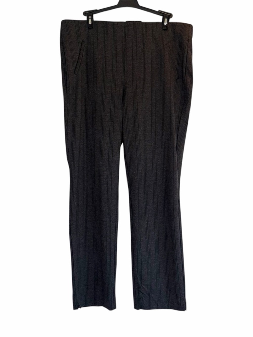 Chico’s Fabulously Slimming Ankle Pants Size 2 L 12 Gray Green Stripes Career
